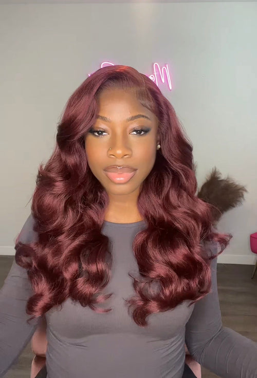 Burgundy Red Curled Wig